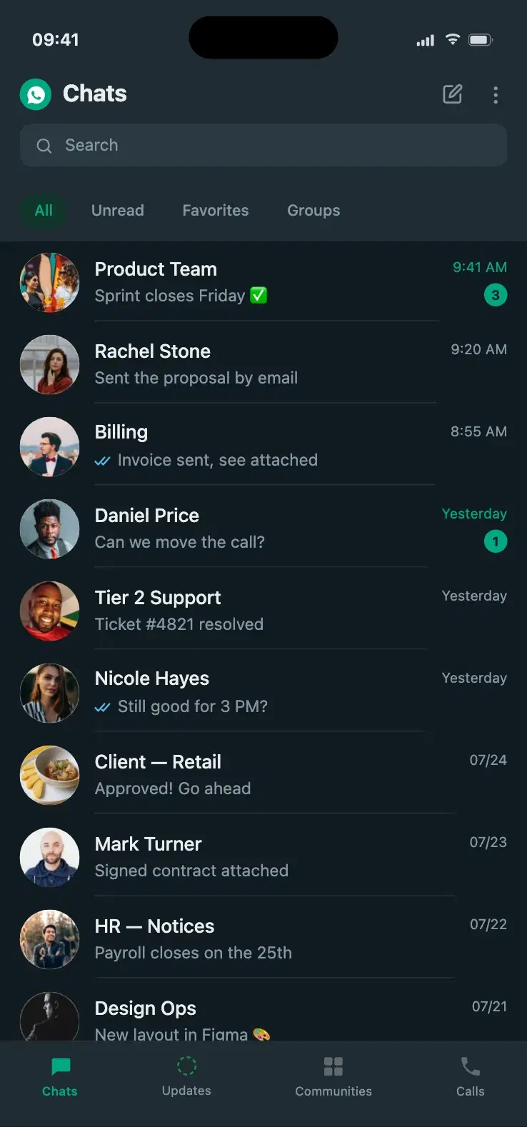 Conversations list