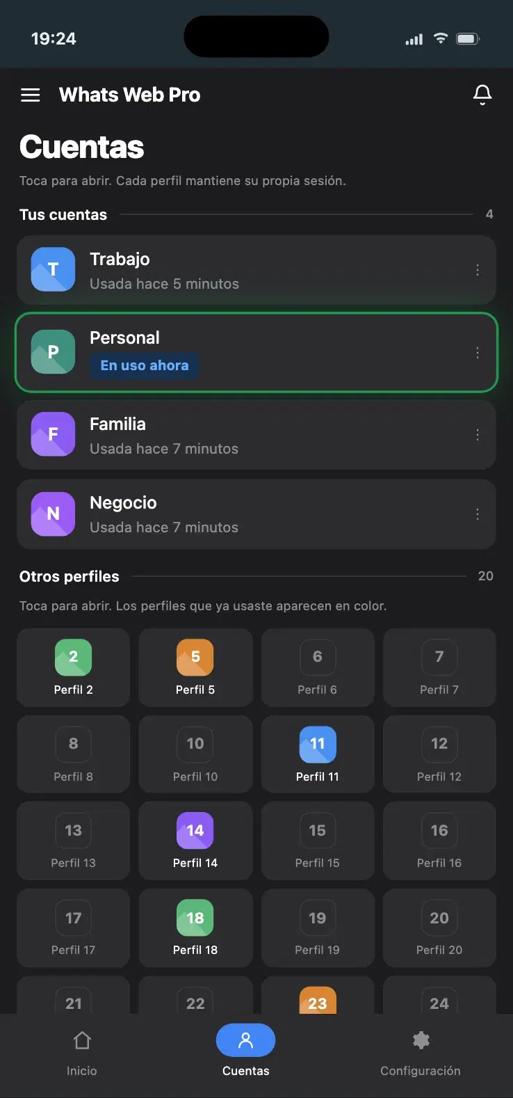 Gestión de cuentas
