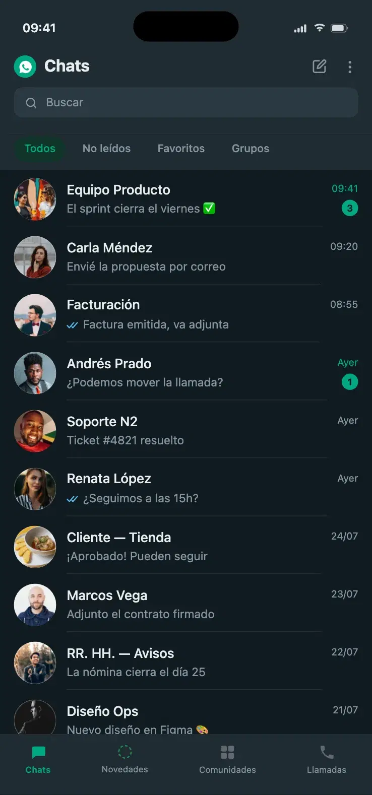 Lista de conversaciones