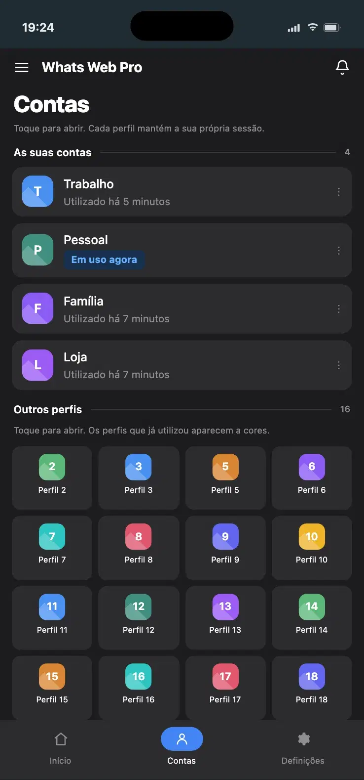 Até 20 perfis