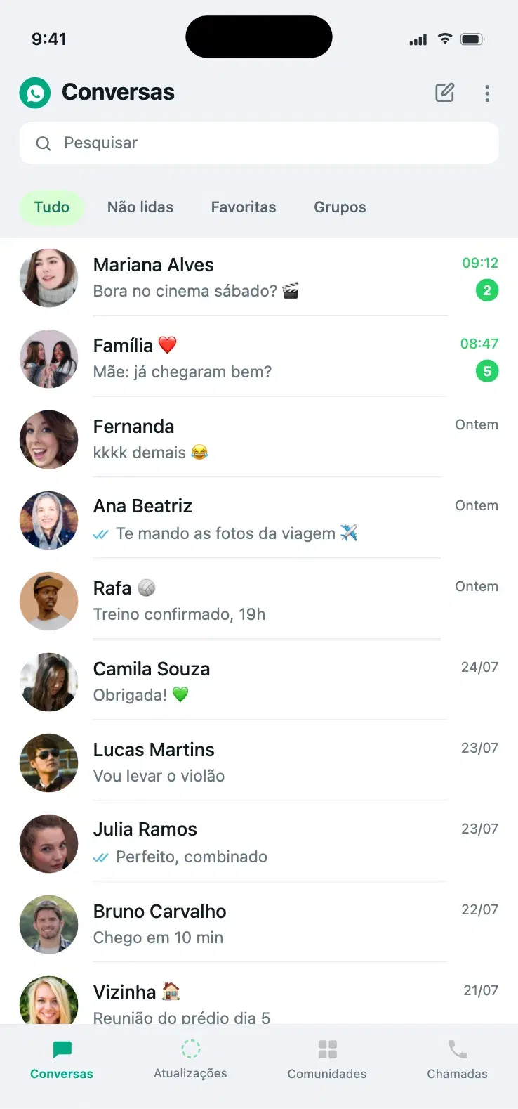 Tela principal do WhatsWeb