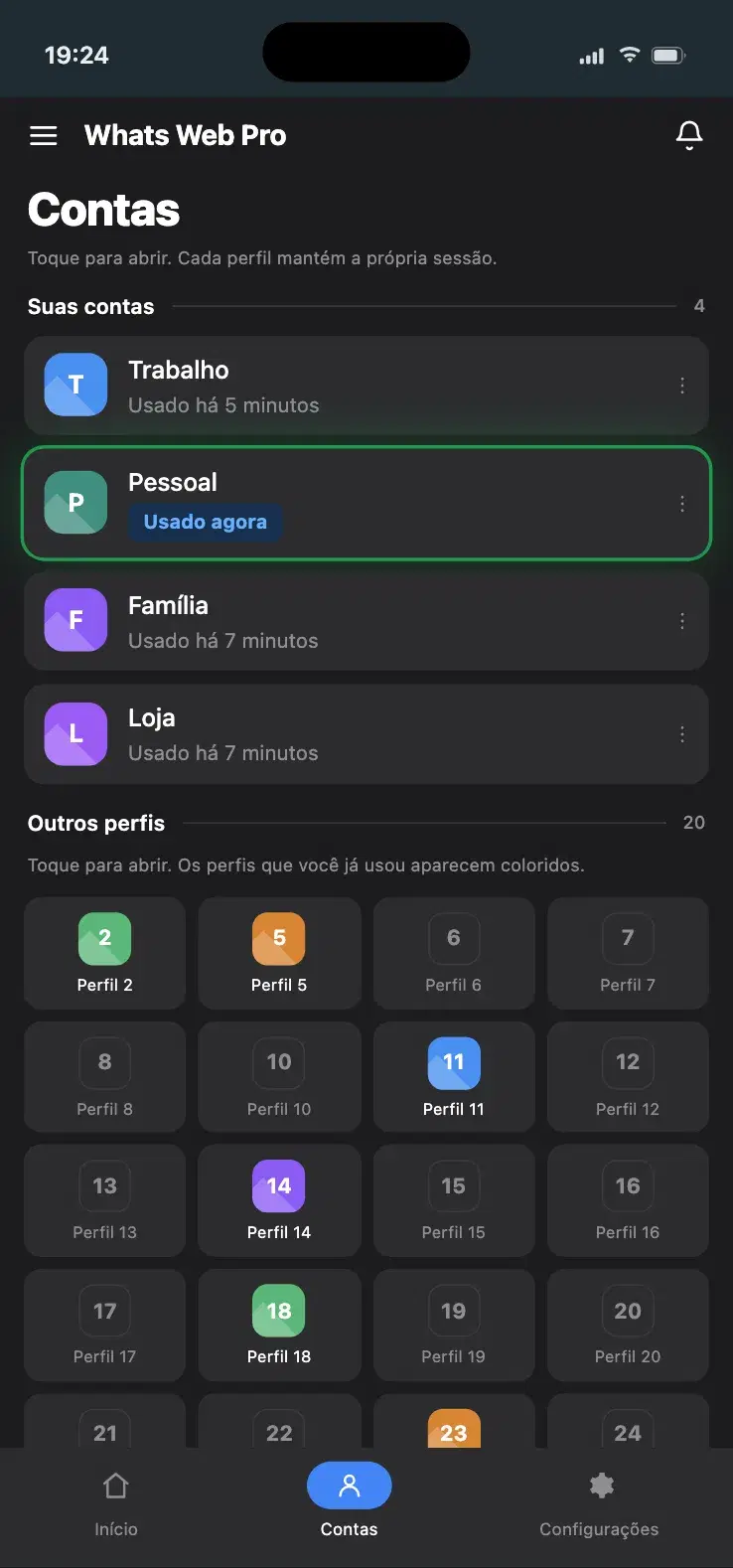 Gerenciamento de contas