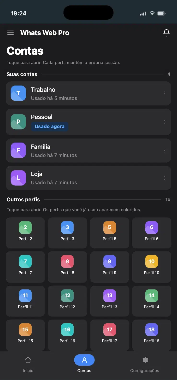 Até 20 perfis