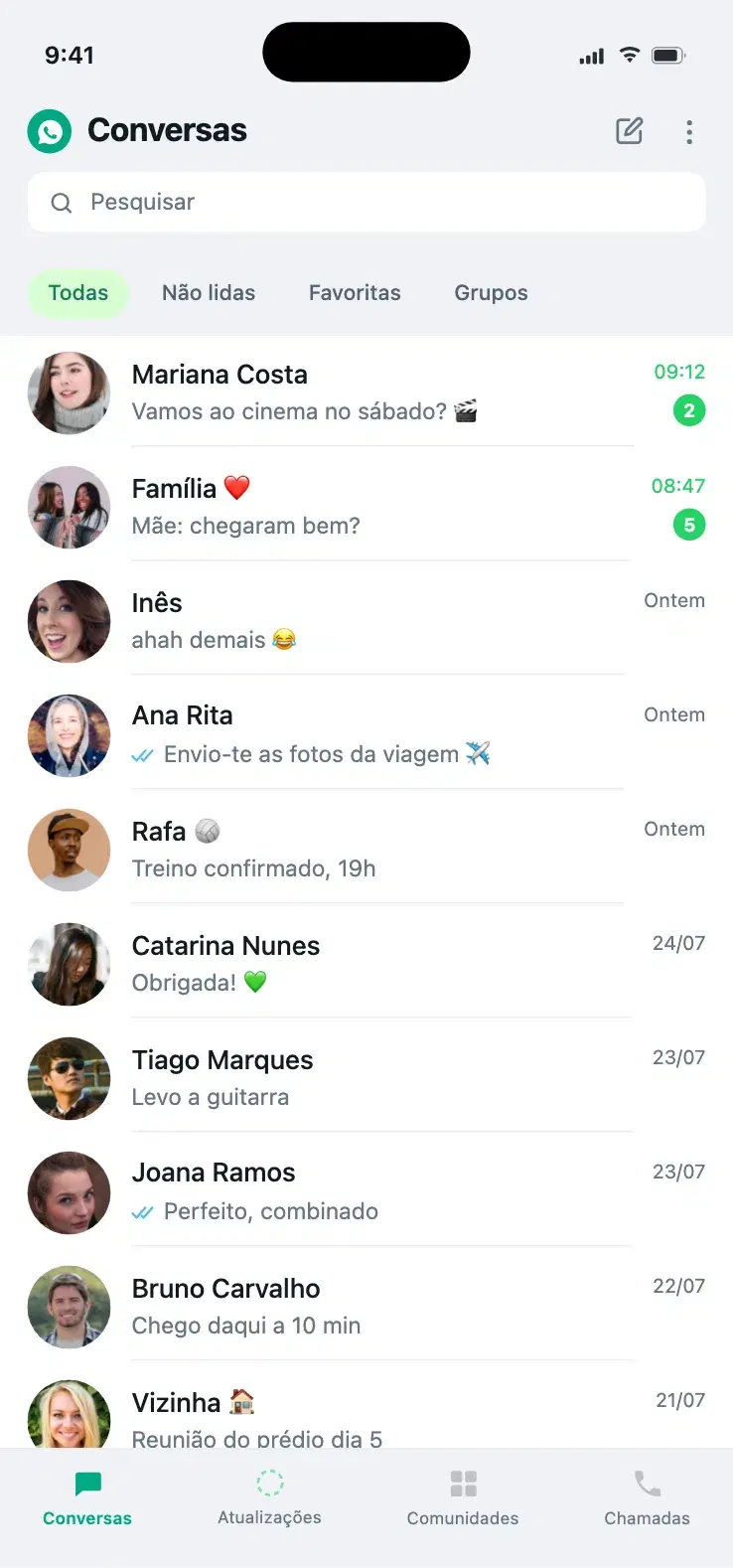 Ecrã principal do WhatsWeb