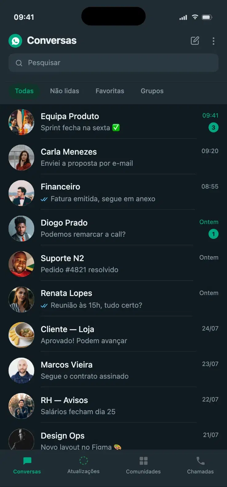 Lista de conversas